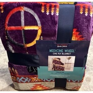New Medicine Wheel Plush Throw Soft Blanket Dreamcatcher Sacred Hoop 50 X 60‎